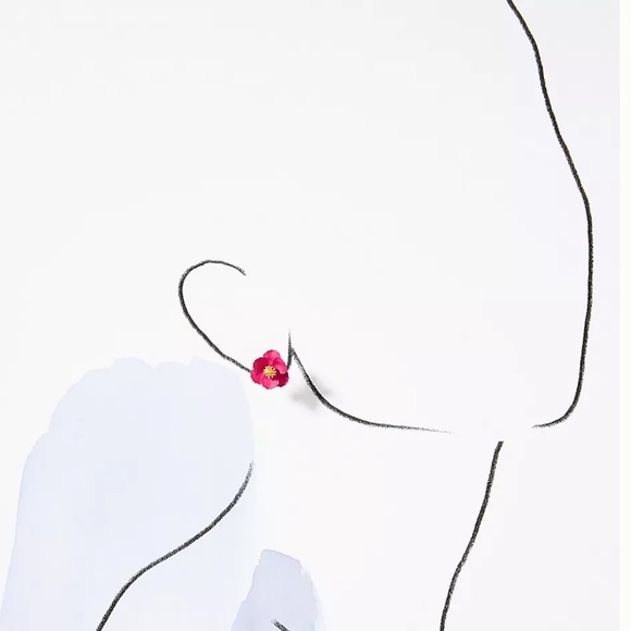 🆕WT! Anthropologie 18k Gold Post, Pink Petal Earrings - Picture 4 of 8